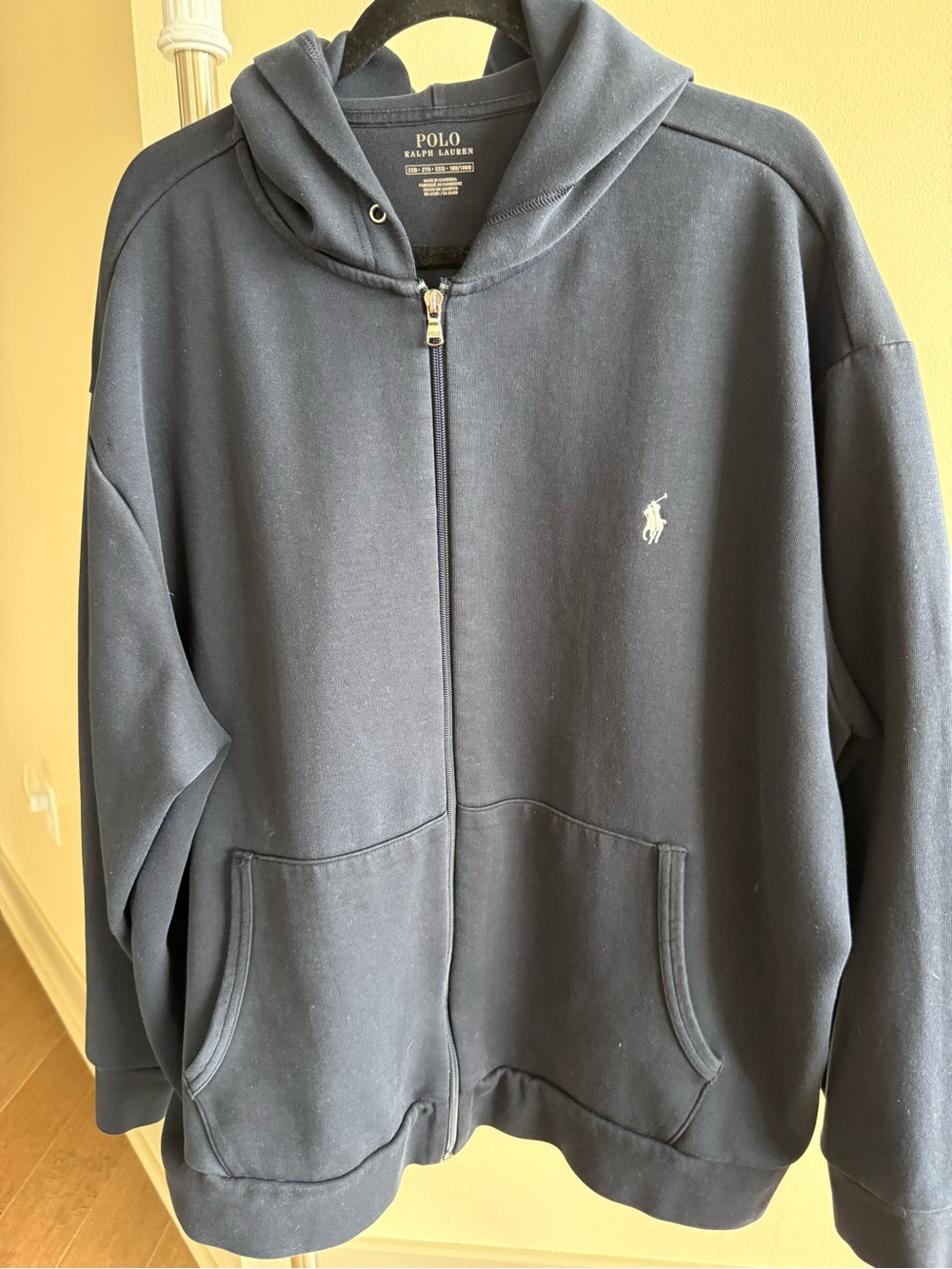 Men’s Polo by Ralph Lauren Navy Zip Hoodie with Gold Zipper